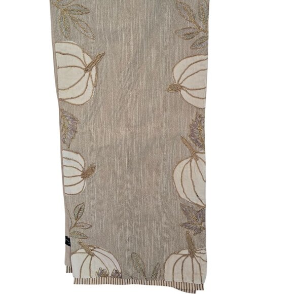 Tahari Home Beige Tan Metallic Pumpkin Fall Table Runner Country Farmhouse - Picture 1 of 5